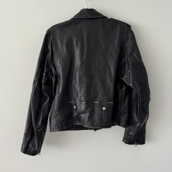 RE/DONE Black Leather Classic Moto Jacket - Picture 2 of 11